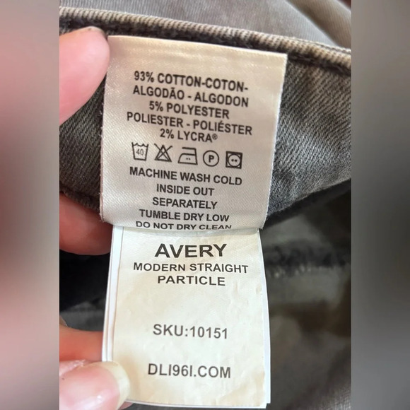 DL 1961 Light Grey Avery Modern Straight Cut Jeans Size 36x34 Unisex - Picture 5 of 7